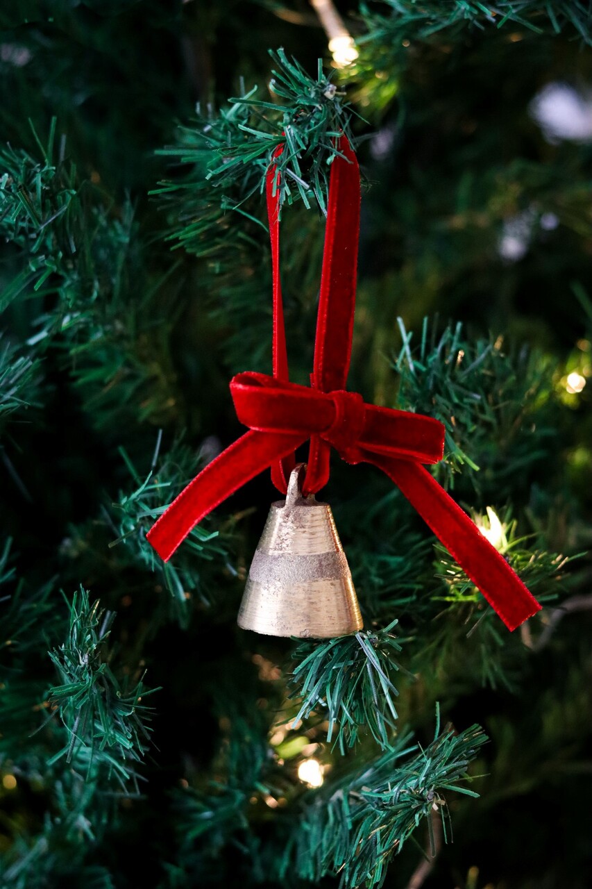 Ornament de brad de Crăciun, BSY239, 4x12 cm, Catifea, Rosu - imagine 4